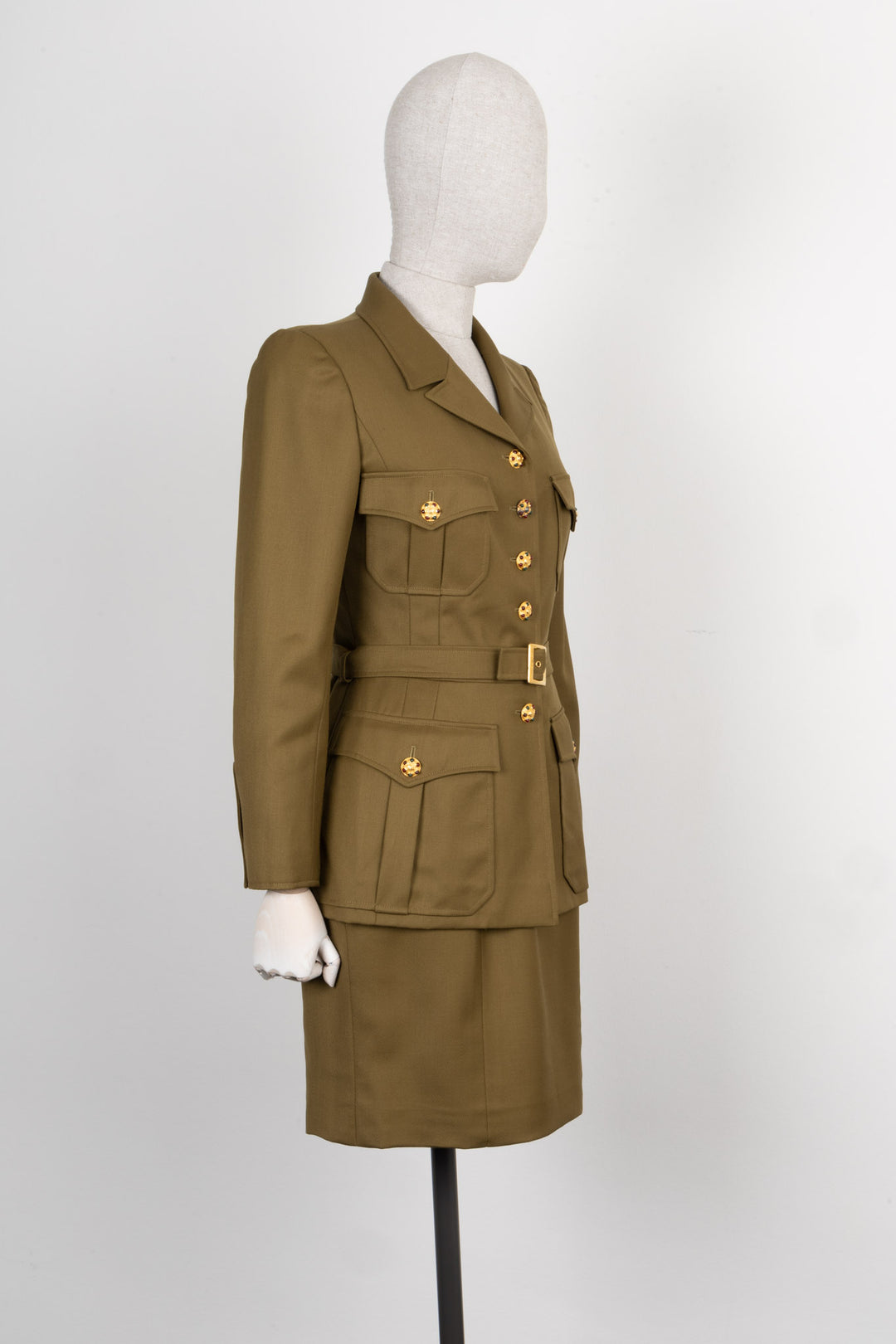 CHANEL Two Piece Gripoix Buttons Green FW96