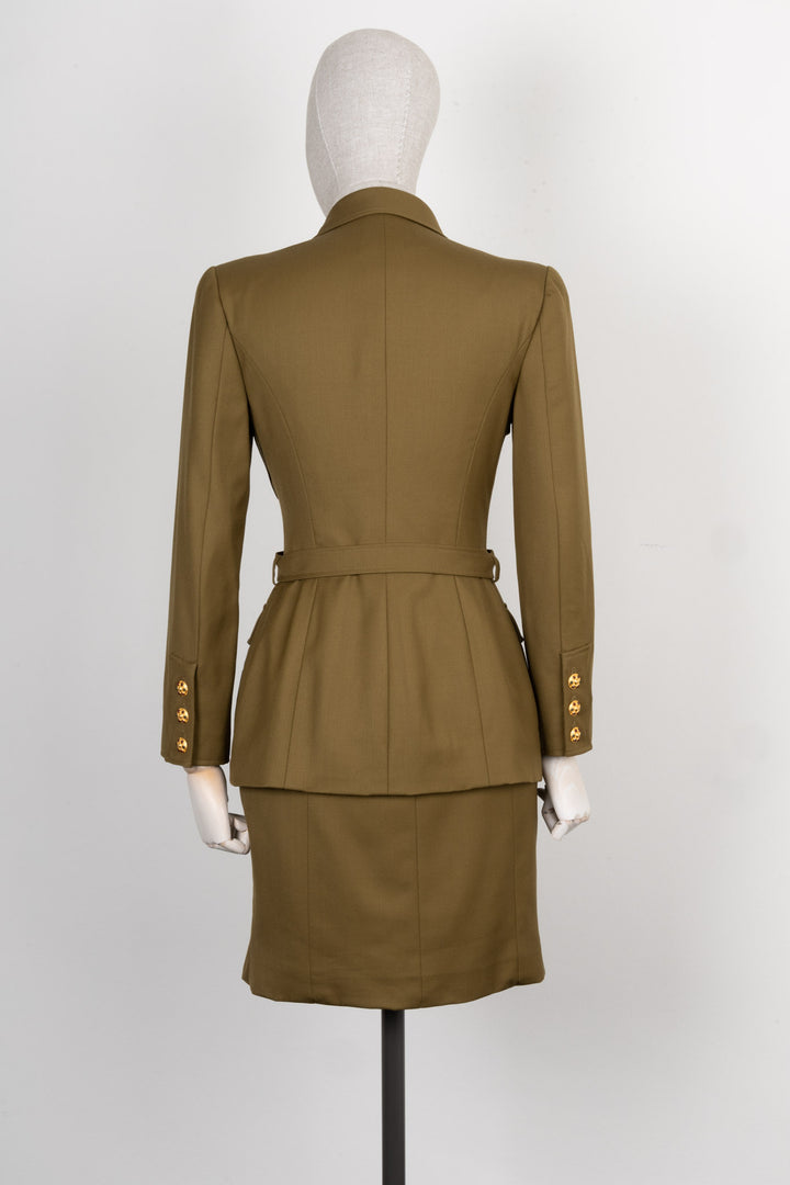 CHANEL Two Piece Gripoix Buttons Green FW96