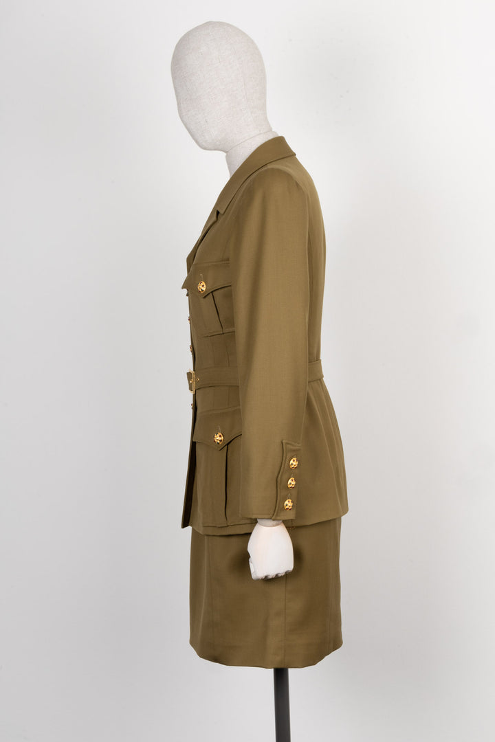 CHANEL Two Piece Gripoix Buttons Green FW96
