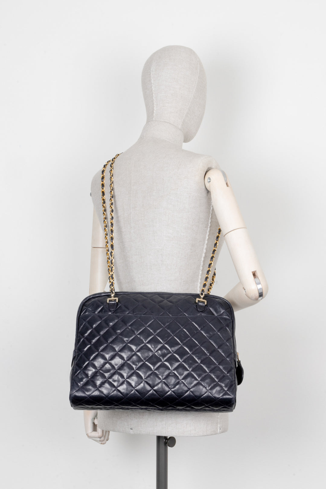 CHANEL Quilted Messenger Bag Blue