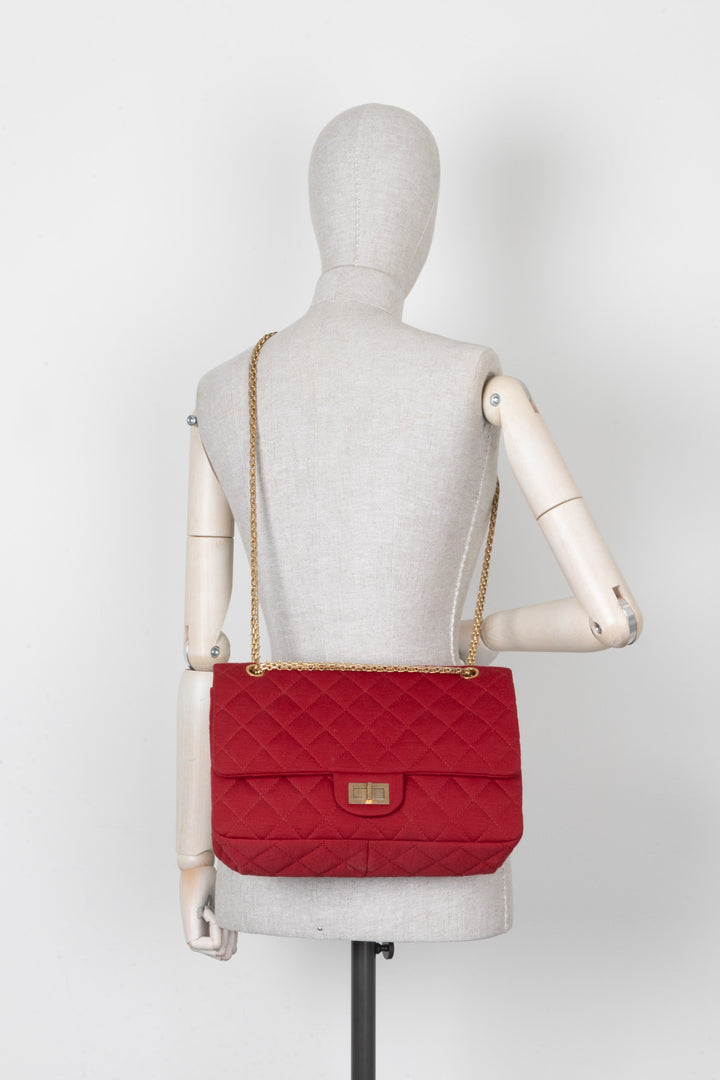 CHANEL 2.55 Reissue Double Flap Medium Canvas Red