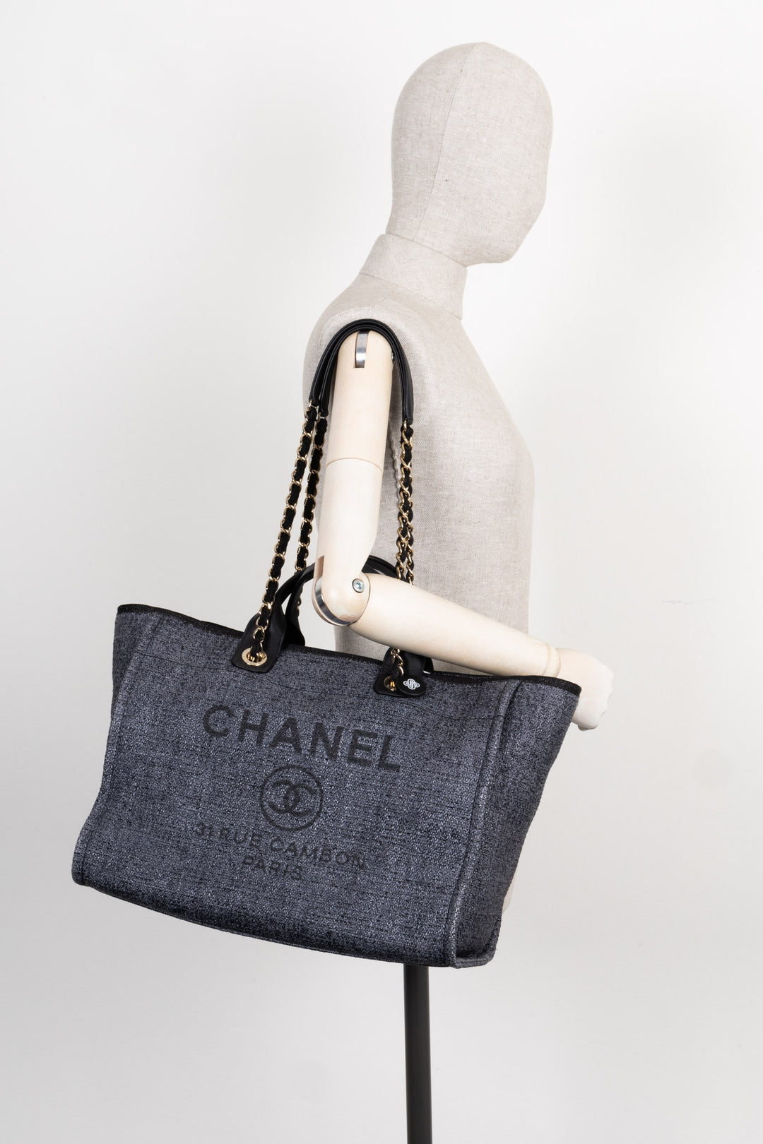 CHANEL Deauville Bag Canvas Blue