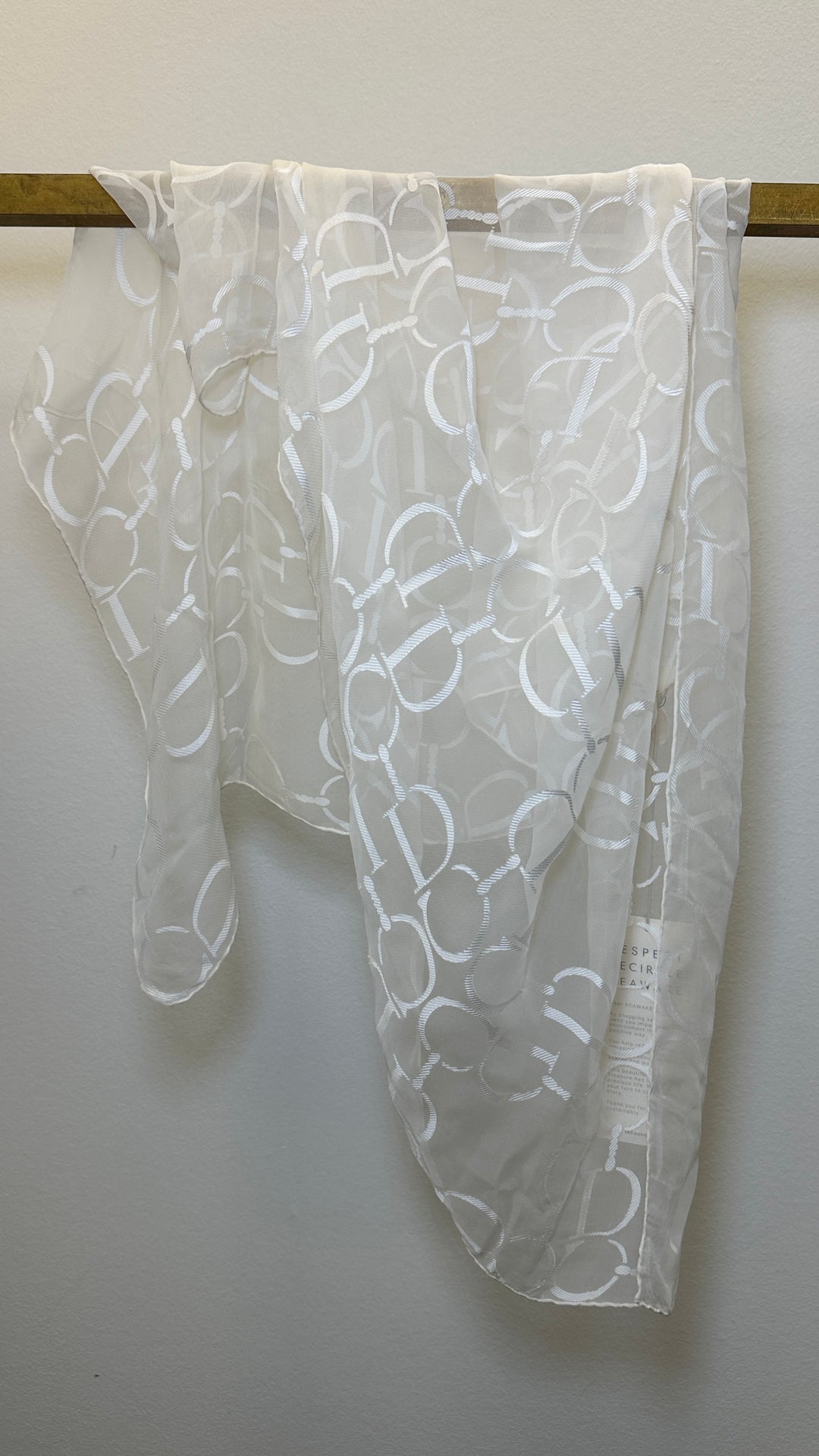 CHRISTIAN DIOR Logo Scarf Organza Silk White