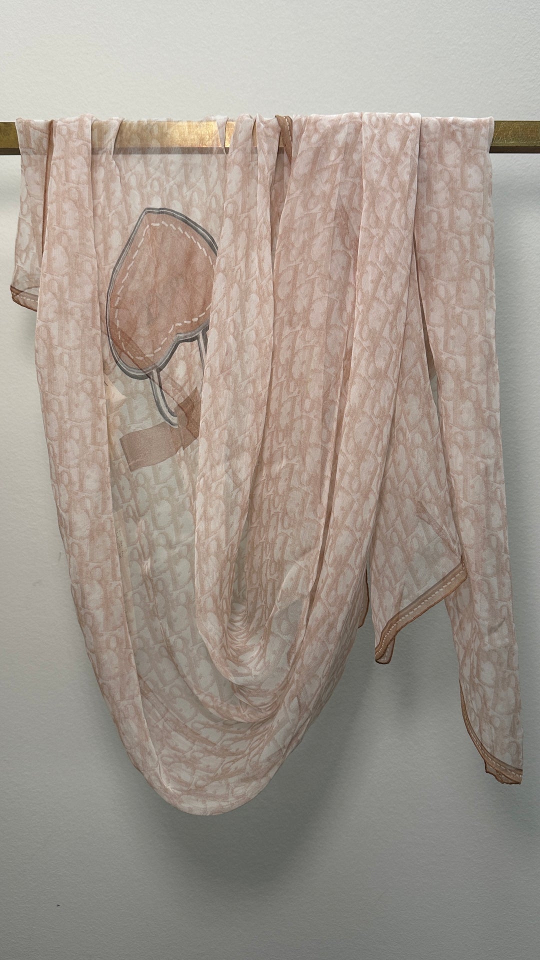 CHRISTIAN DIOR Oblique Organza Silk Scarf Beige