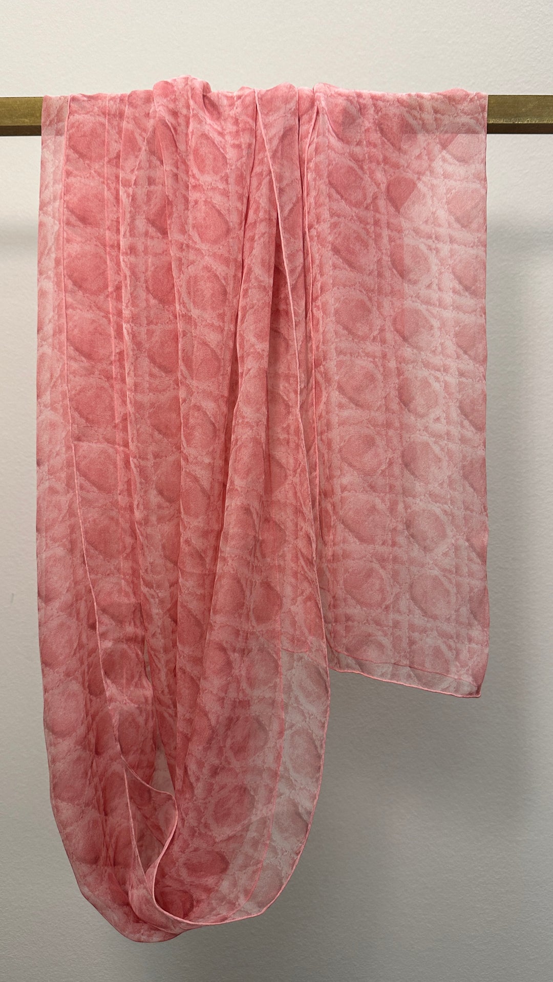 CHRISTIAN DIOR Cannage Organza Scarf Pink Silk