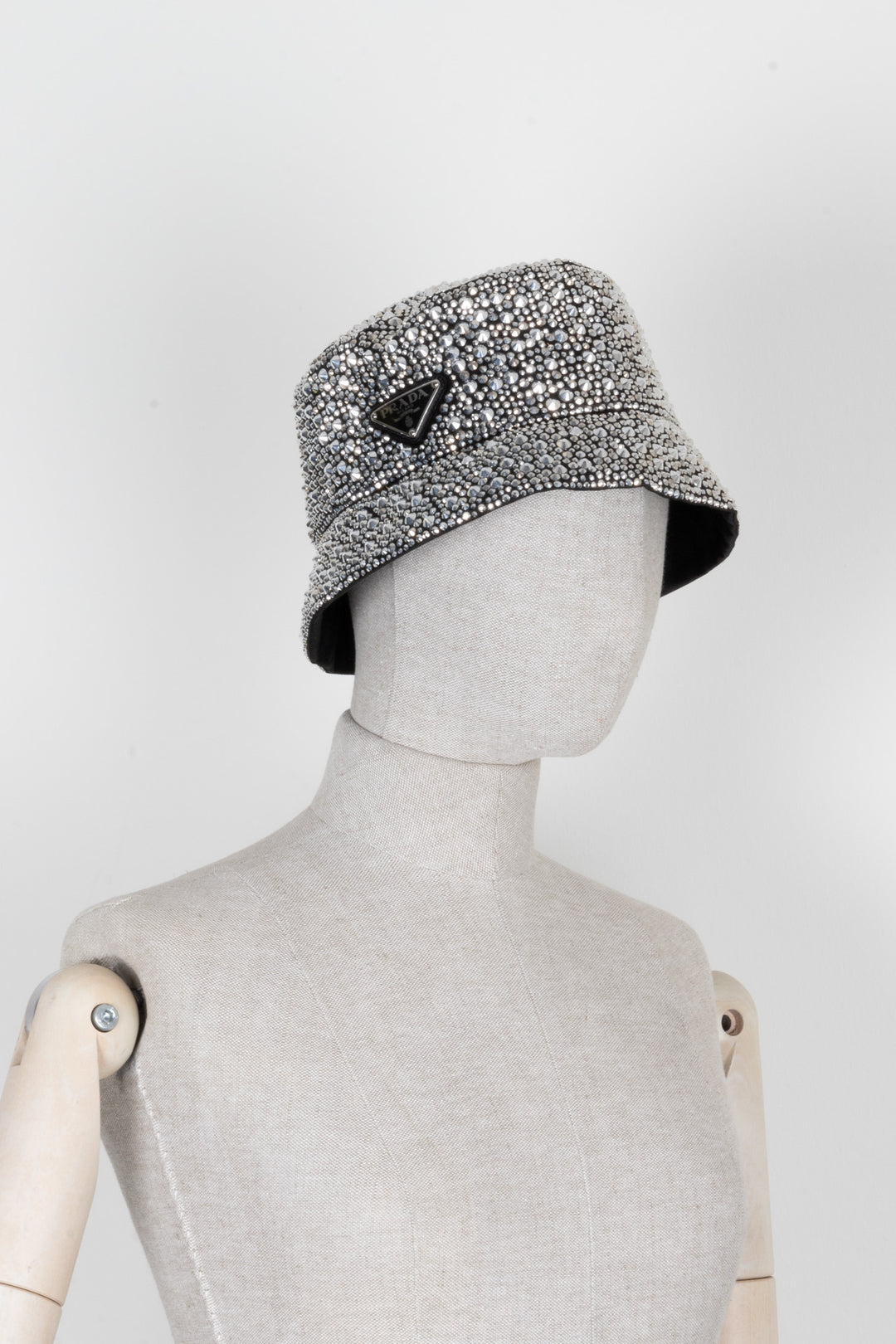 PRADA 2021 Logo Crystal Embellished Bucket Hat