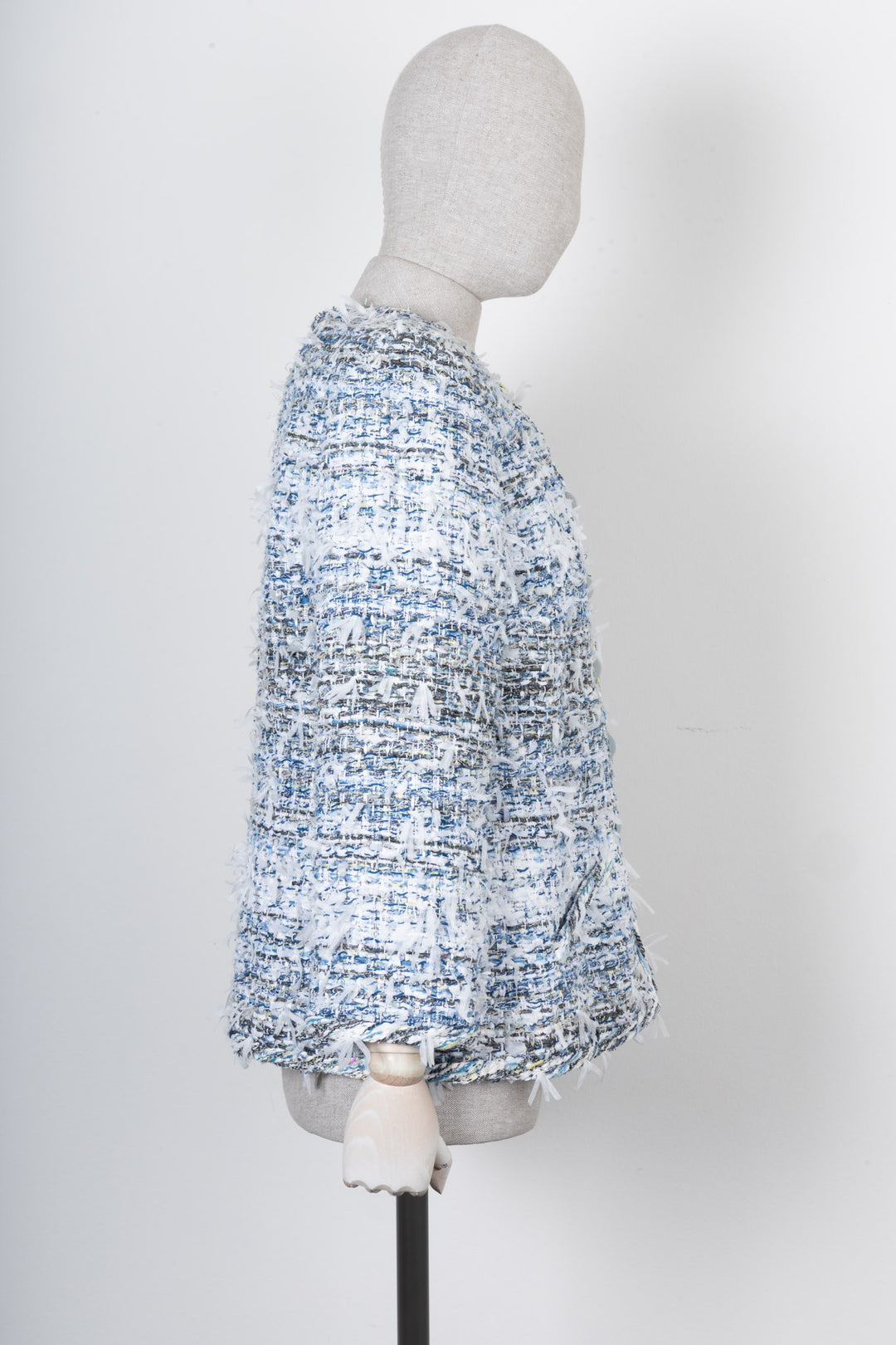 CHANEL Tweed Jacket White Blue S2018