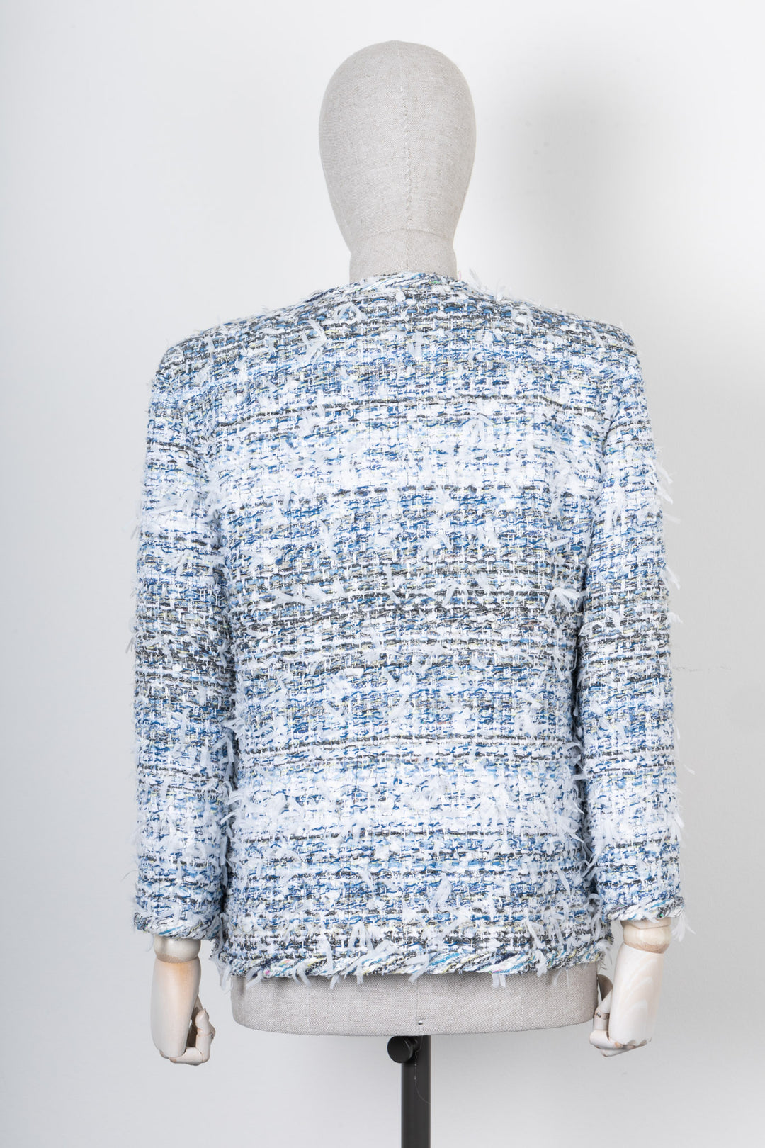 CHANEL Tweed Jacket White Blue S2018
