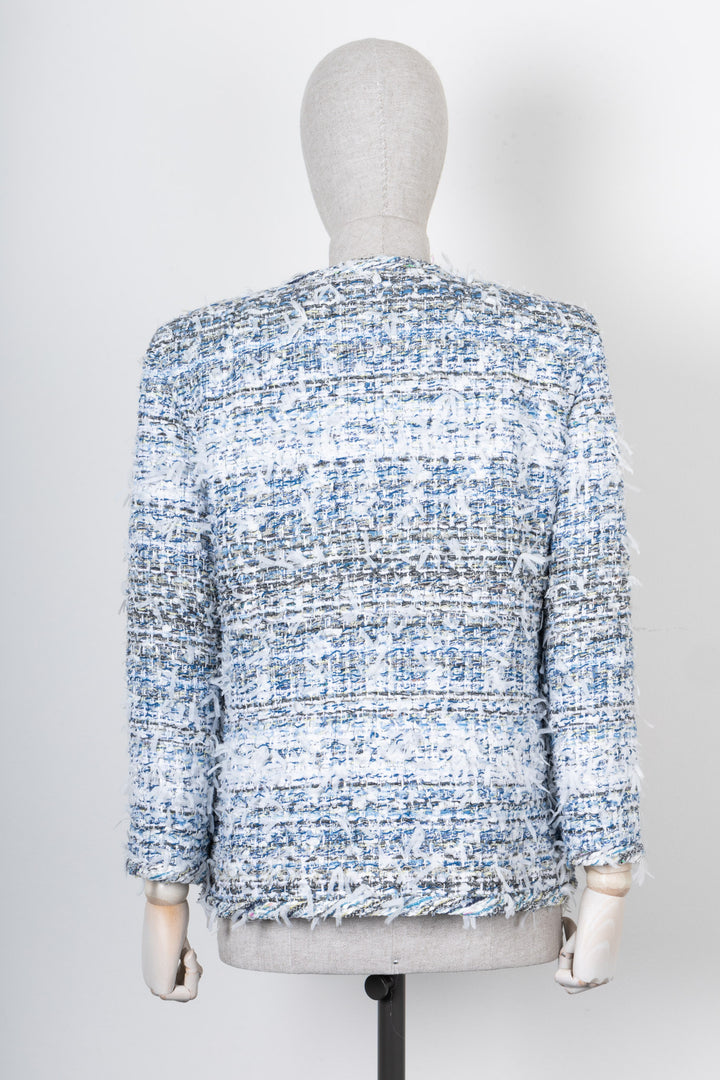 CHANEL Tweed Jacket White Blue S2018