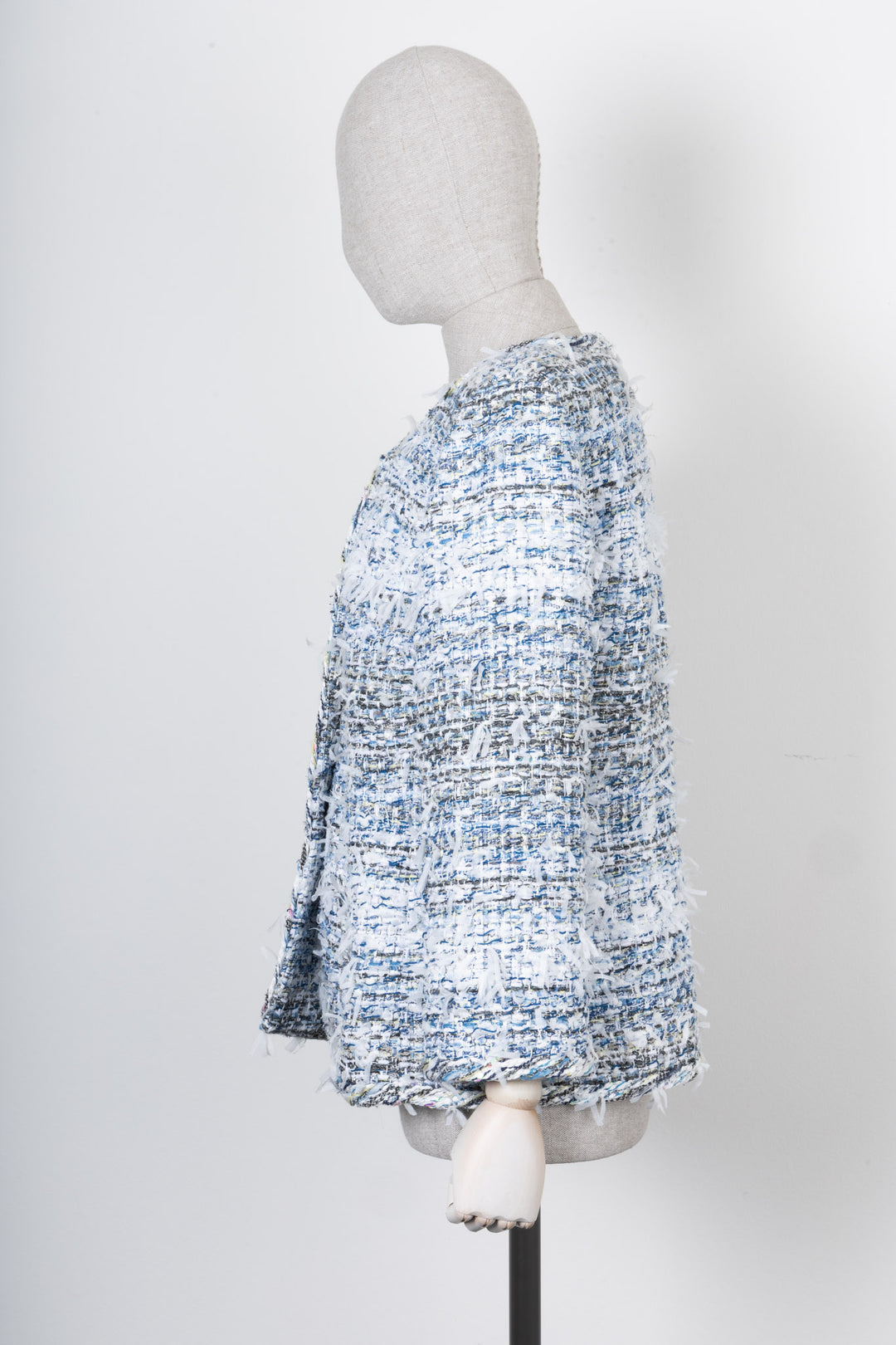 CHANEL Tweed Jacket White Blue S2018