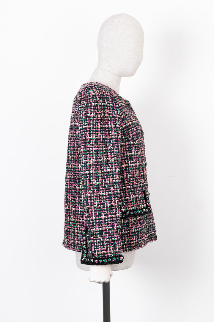 CHANEL Fantasy Tweed Jacket Pink Black 2019