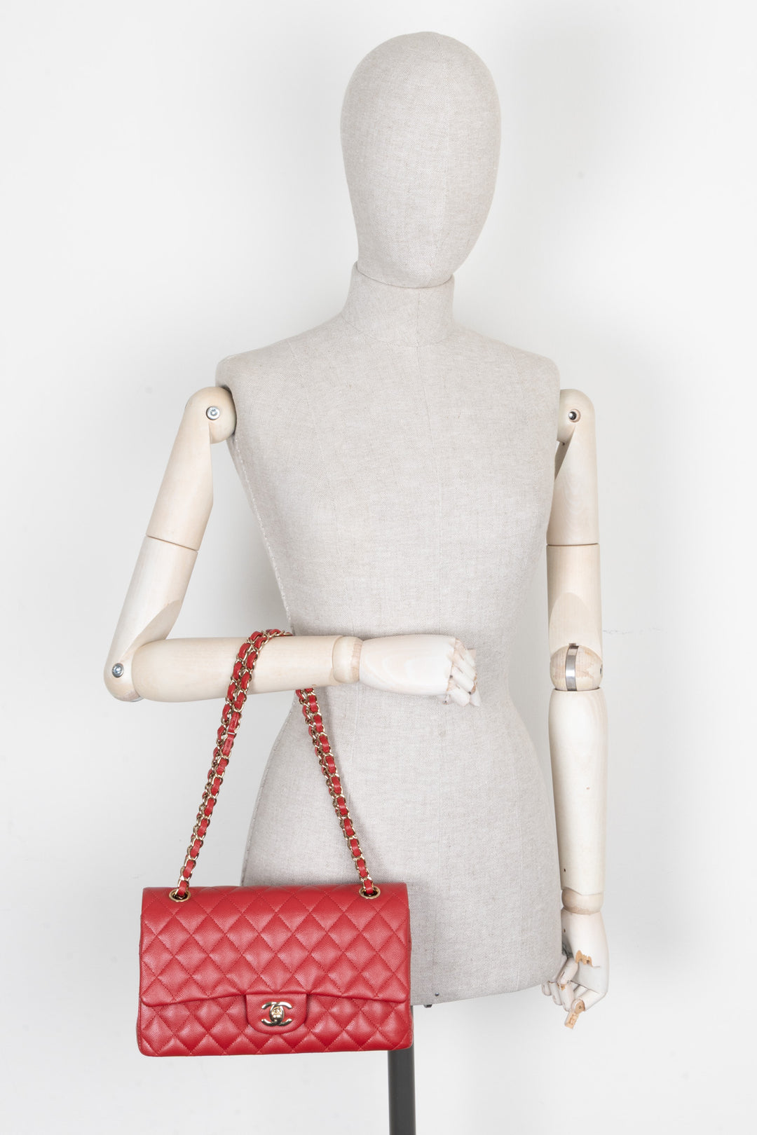 CHANEL Medium Double Flap Bag Caviar Red