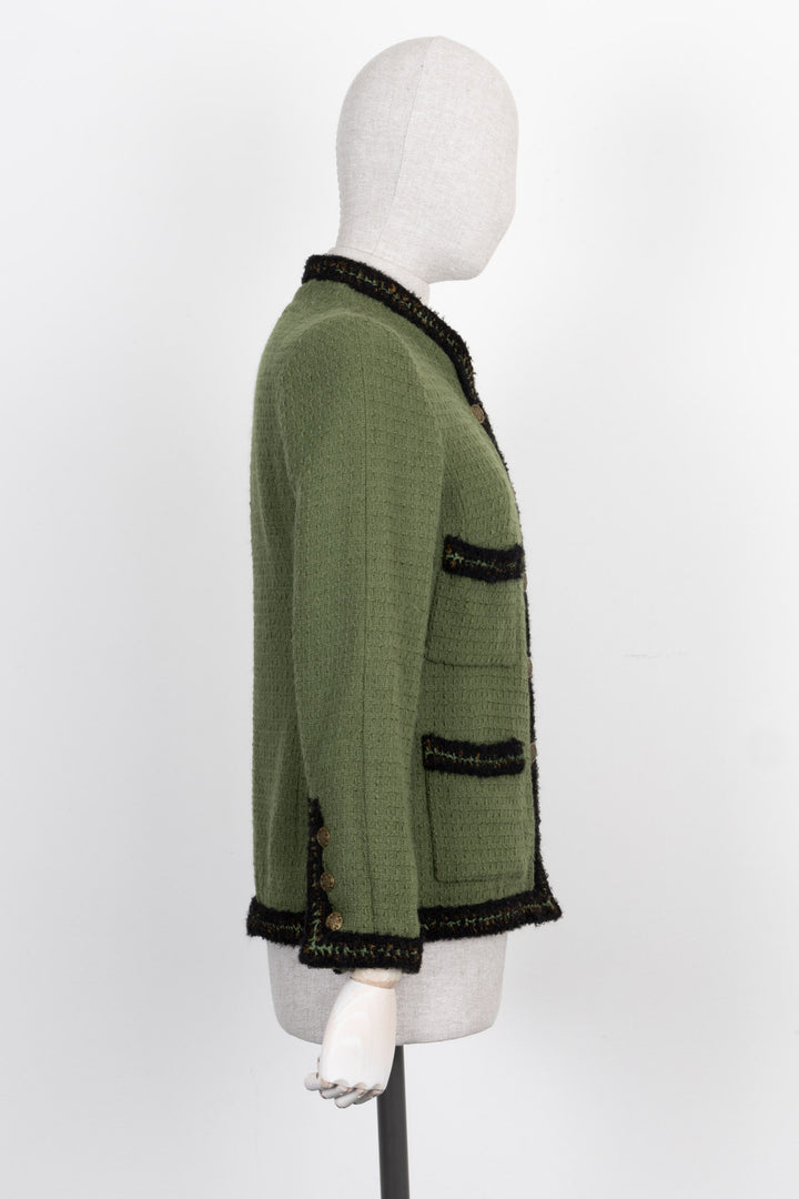 CHANEL Jacket Tweed Green Paris-Shanghai 10A