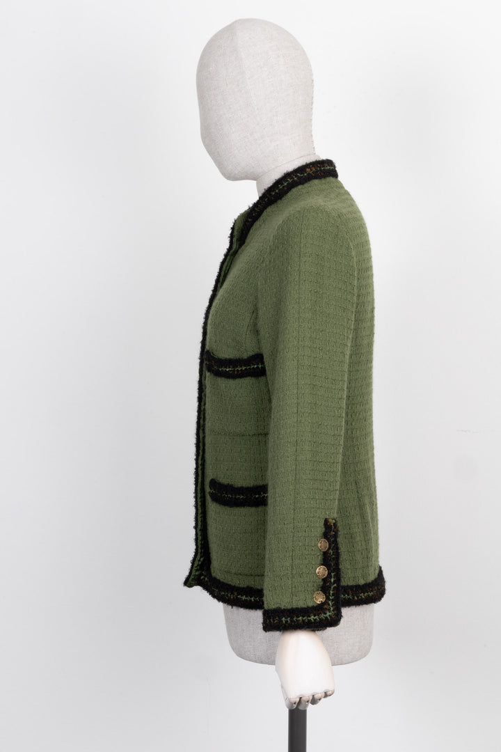 CHANEL Jacket Tweed Green Paris-Shanghai 10A