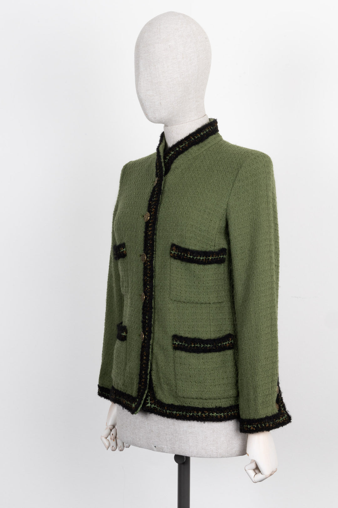 CHANEL Jacket Tweed Green Paris-Shanghai 10A