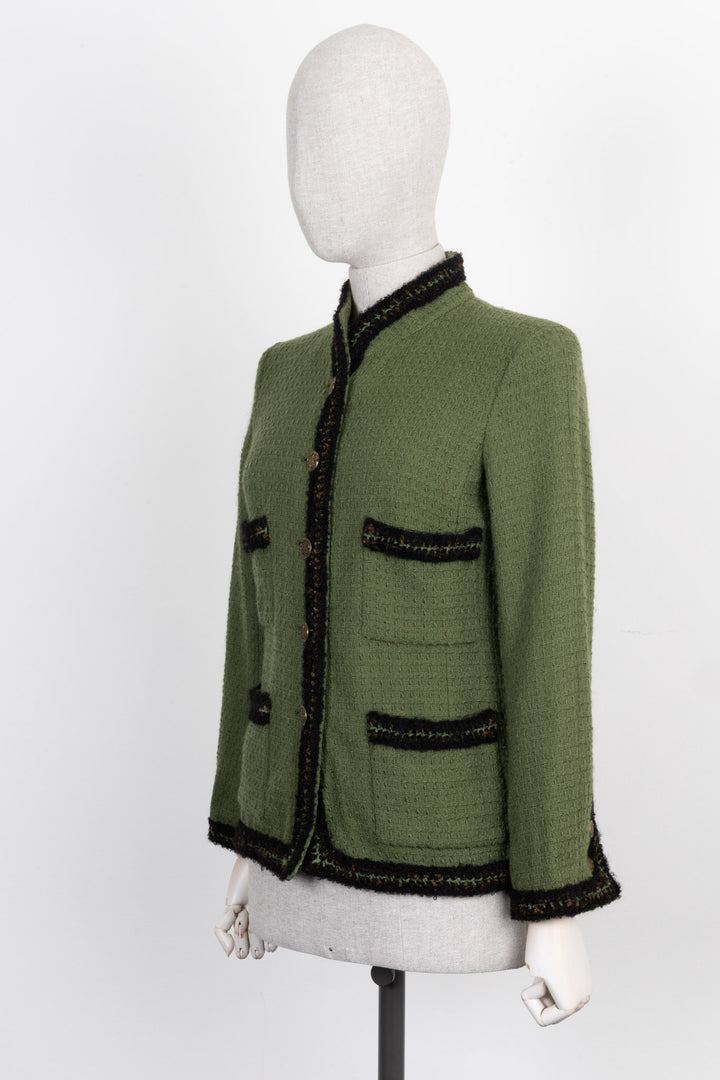 CHANEL Jacket Tweed Green Paris-Shanghai 10A