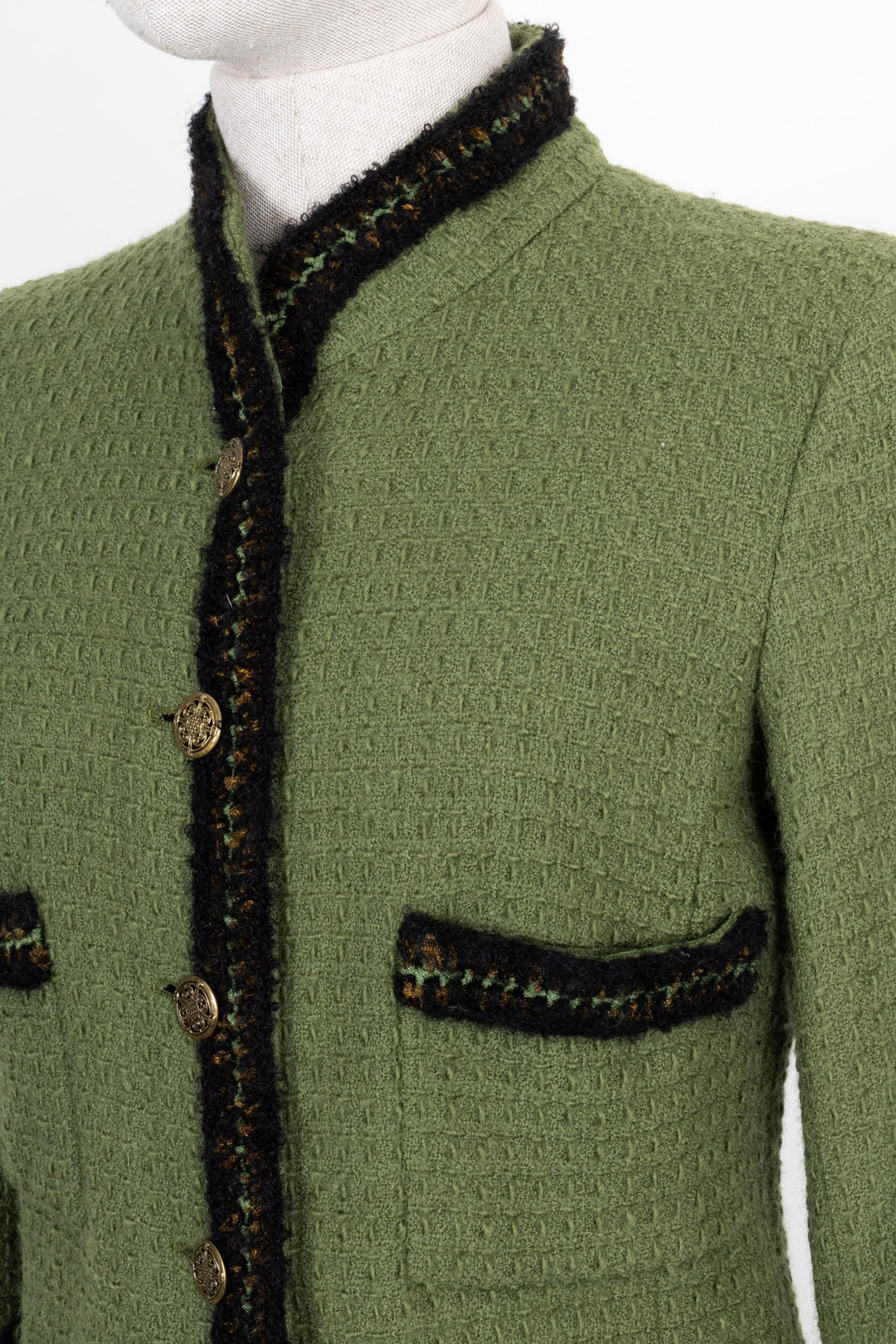 CHANEL Jacket Tweed Green Paris-Shanghai 10A