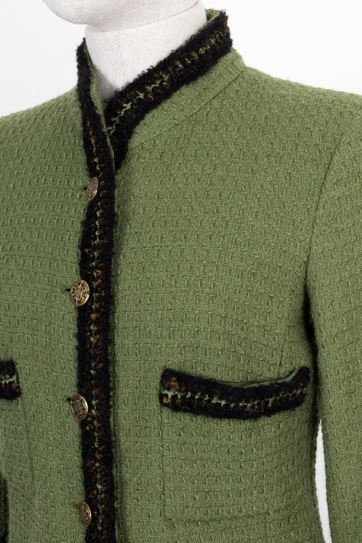CHANEL Jacket Tweed Green Paris-Shanghai 10A