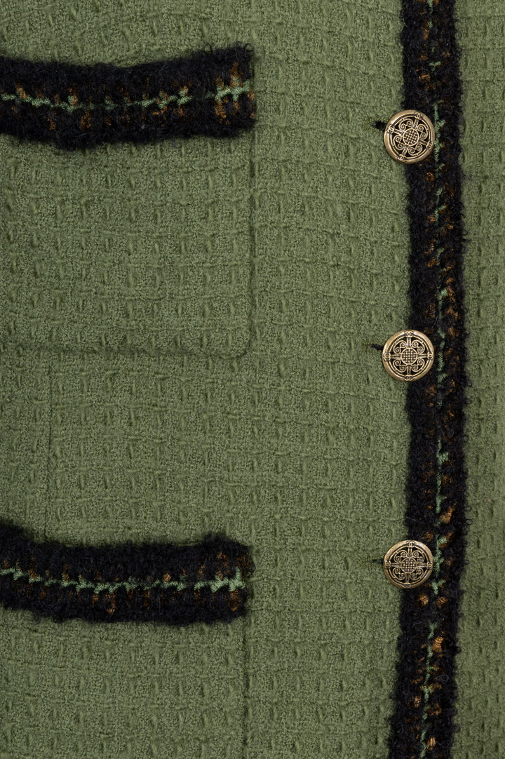 CHANEL Jacket Tweed Green Paris-Shanghai 10A