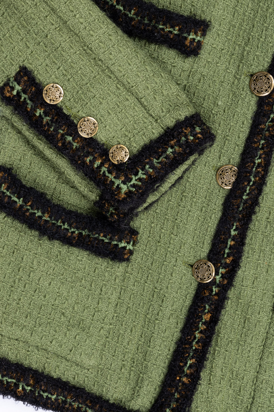 CHANEL Jacket Tweed Green Paris-Shanghai 10A