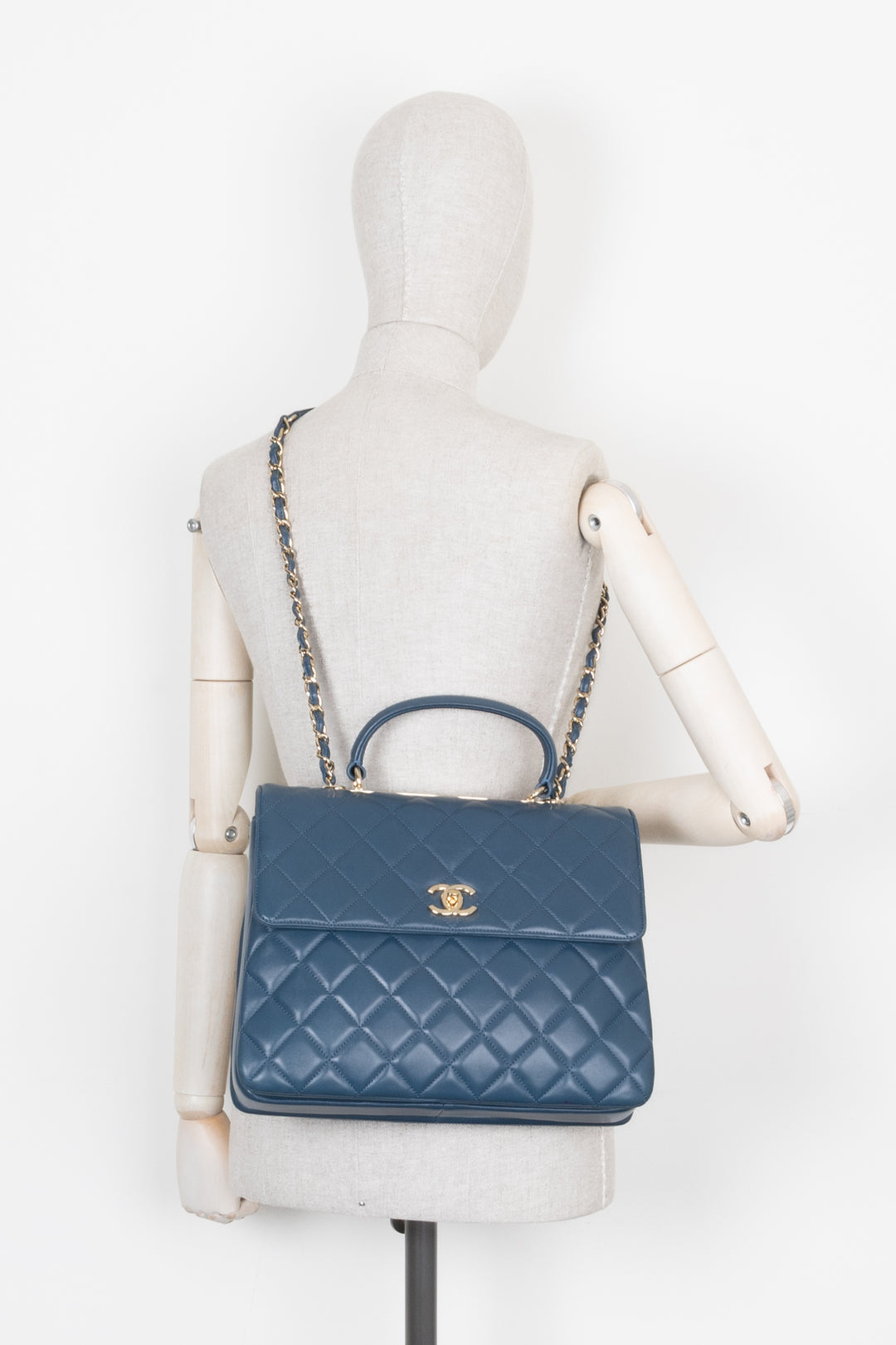CHANEL Large Trendy Flap Bag Blue Leather