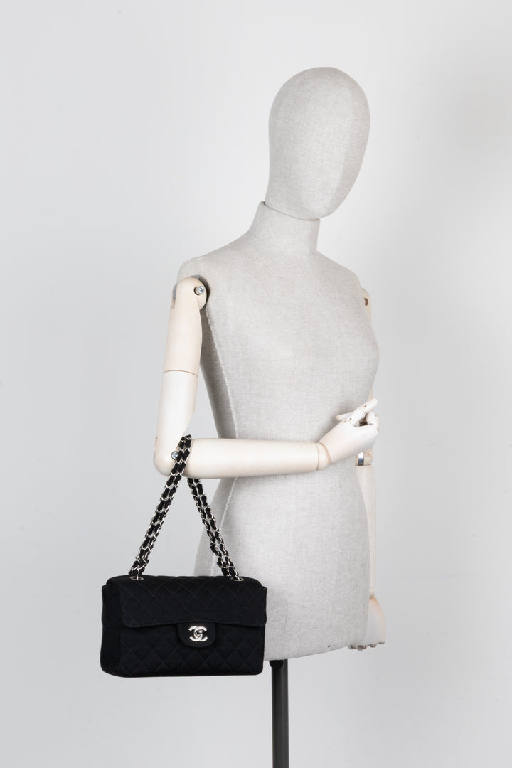 CHANEL Small Double Sided Flap Bag Jersey Black