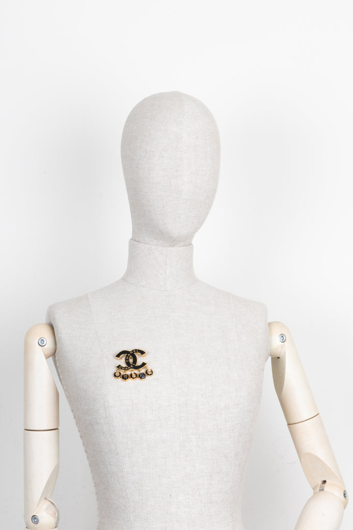 CHANEL Charm Brooch Black Gold