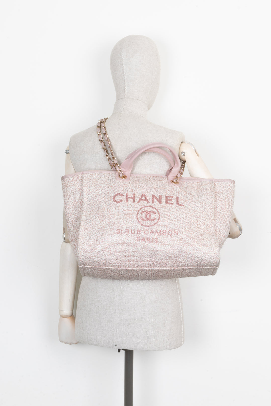 CHANEL Medium Deauville Tote Bag Pink