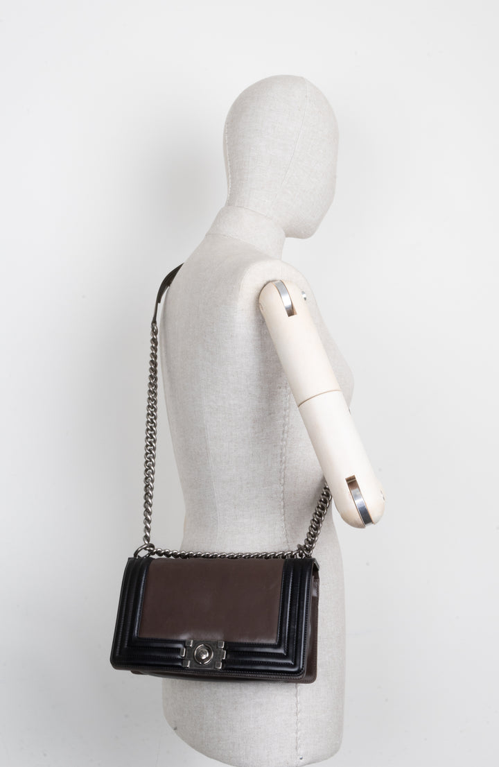 CHANEL Boy Bag 1st Edition Brown Black