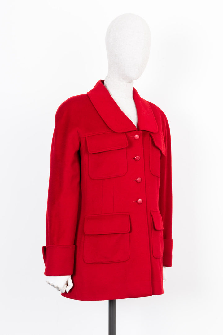CHANEL Jacket Cashmere Red