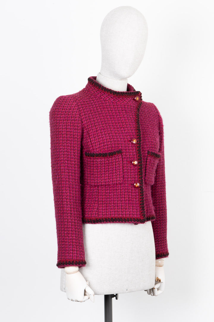 CHANEL Tweed Asymmetric Jacket Purple