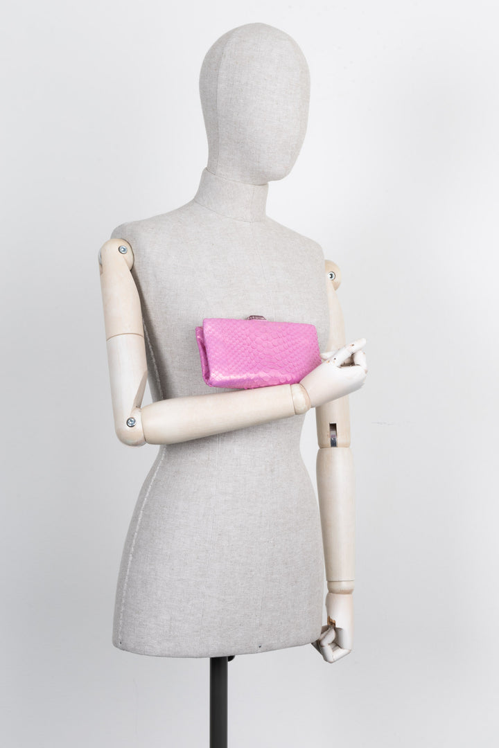 CHANEL Python Clutch Pink