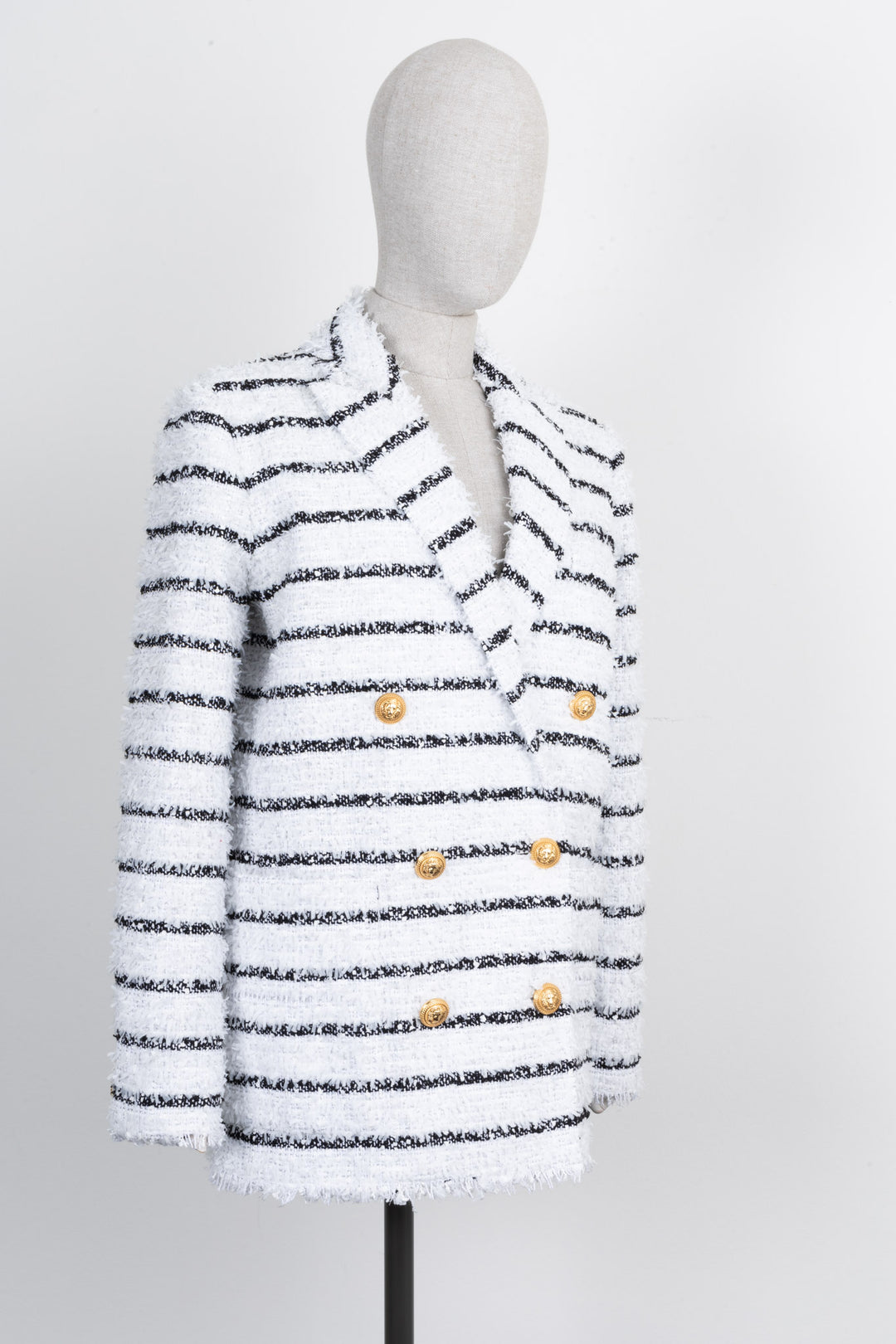 BALMAIN Oversized Jacket White Black Stripes