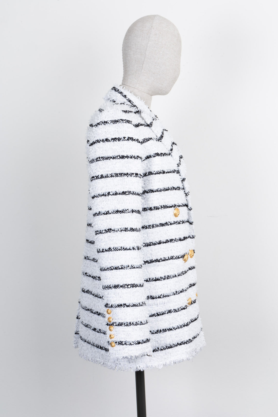 BALMAIN Oversized Jacket White Black Stripes