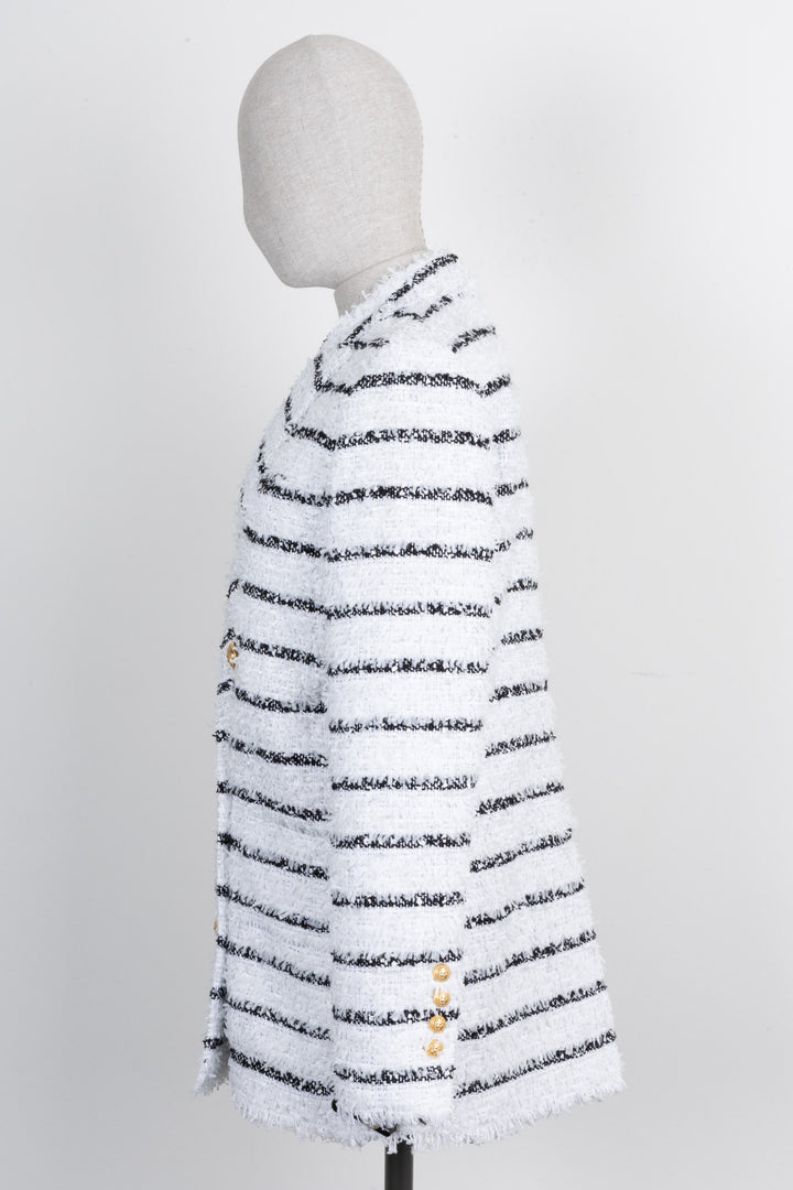 BALMAIN Oversized Jacket White Black Stripes