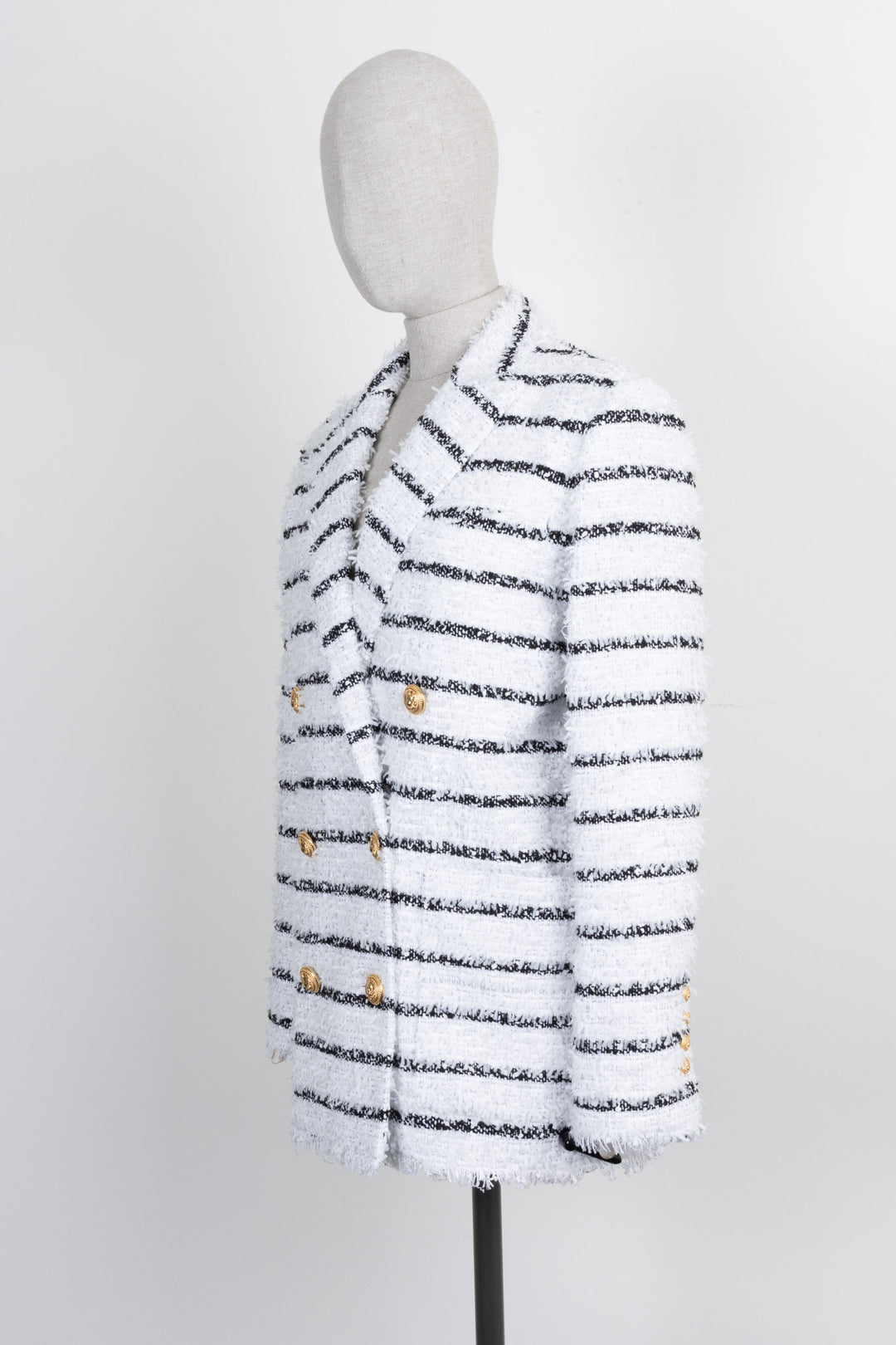 BALMAIN Oversized Jacket White Black Stripes