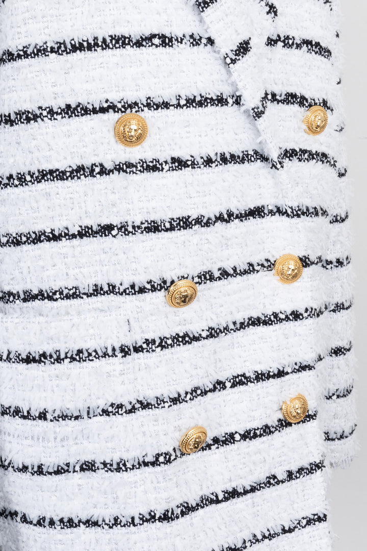 BALMAIN Oversized Jacket White Black Stripes