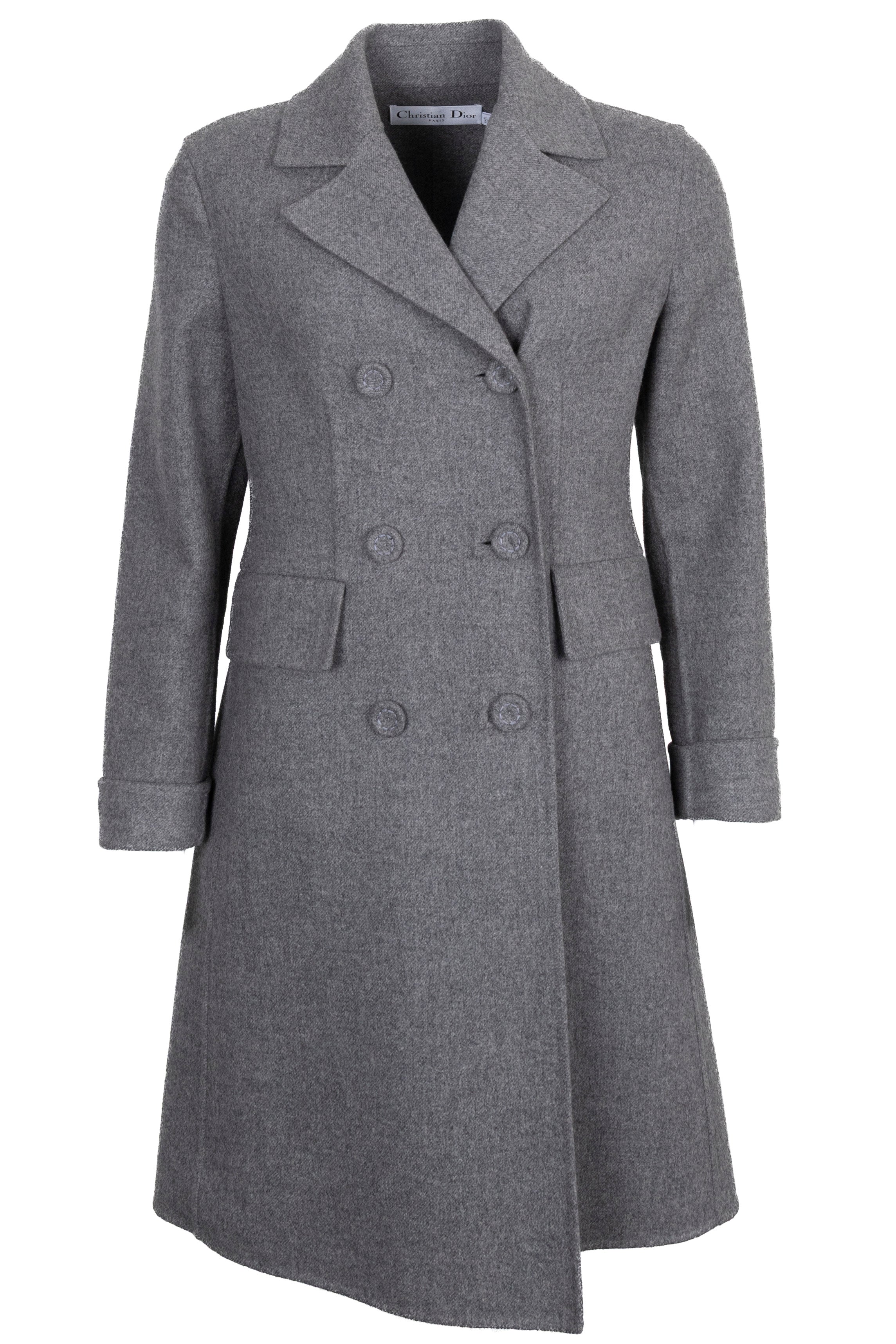 CHRISTIAN DIOR Double Breasted Short Coat Wool Grey – REAWAKE