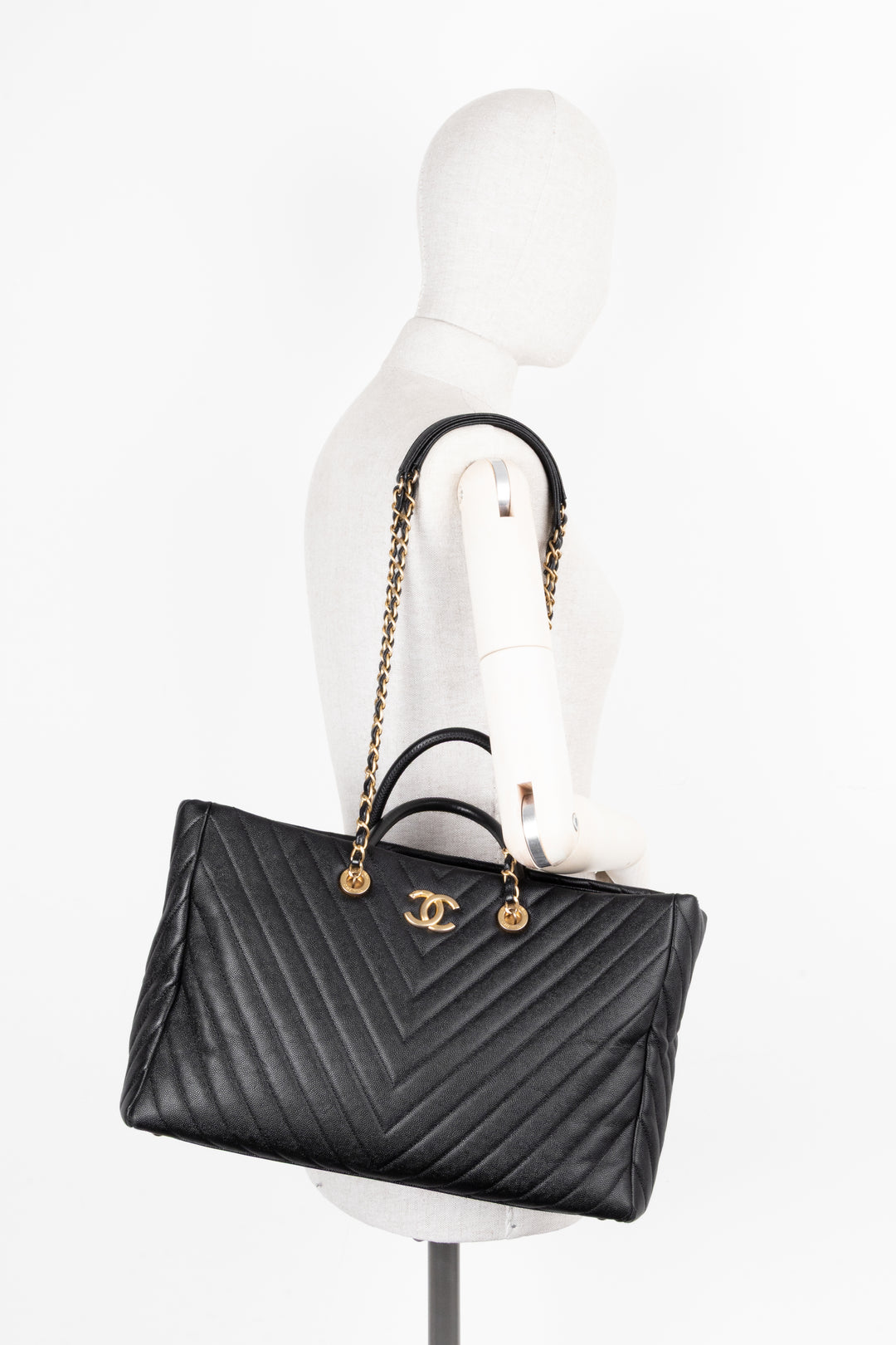 CHANEL Executive 2 Way Tote Bag Leather Black