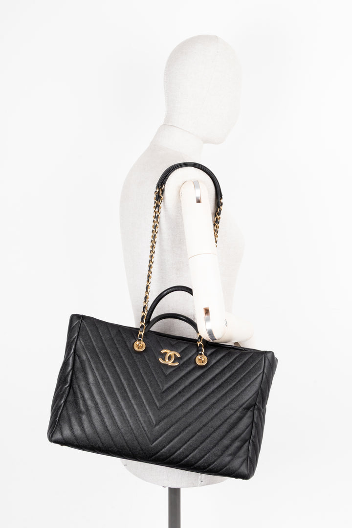 CHANEL Executive 2 Way Tote Bag Leather Black
