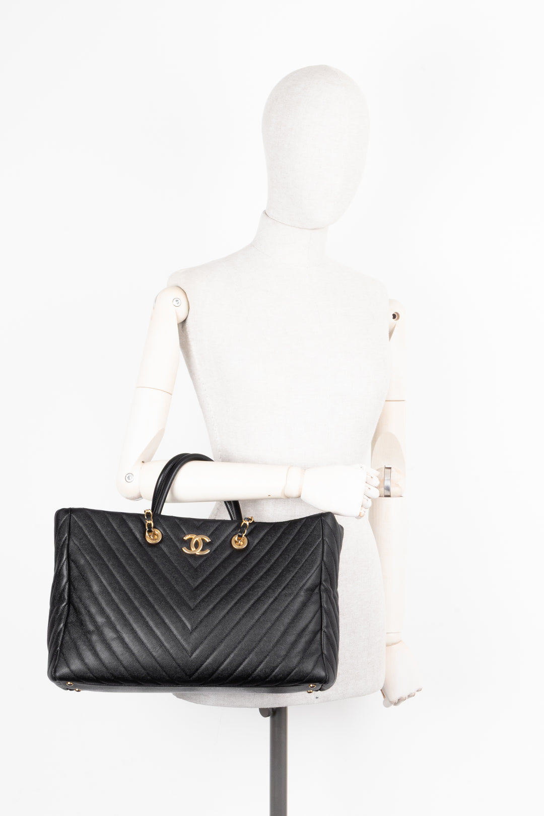 CHANEL Executive 2 Way Tote Bag Leather Black
