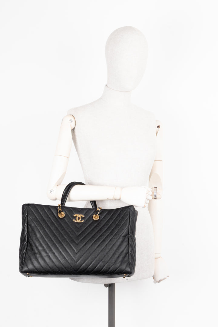 CHANEL Executive 2 Way Tote Bag Leather Black