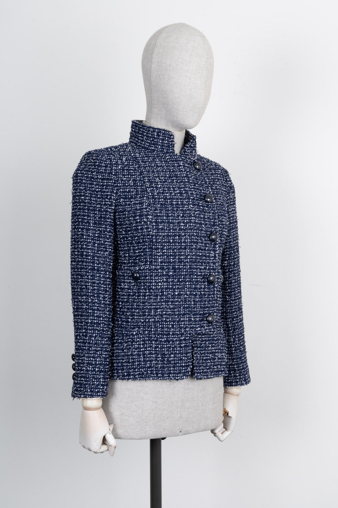 CHANEL 2015 Military Tweed Jacket Blue
