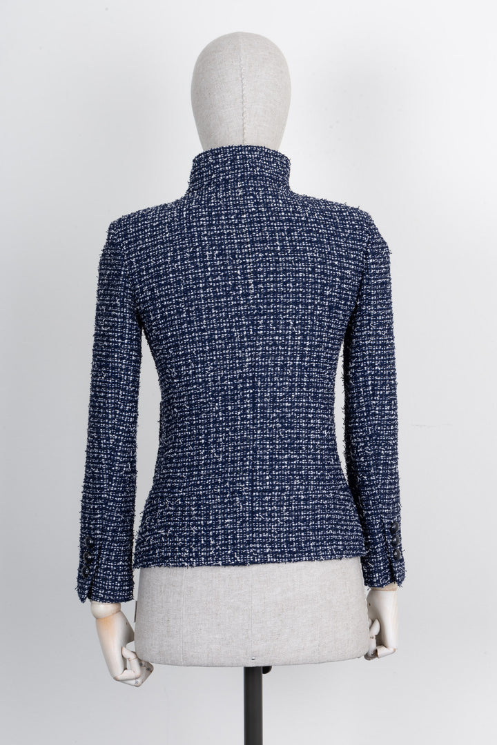 CHANEL 2015 Military Tweed Jacket Blue