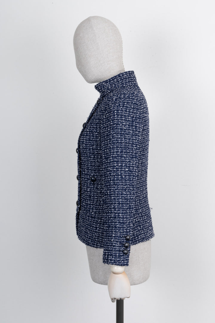 CHANEL 2015 Military Tweed Jacket Blue