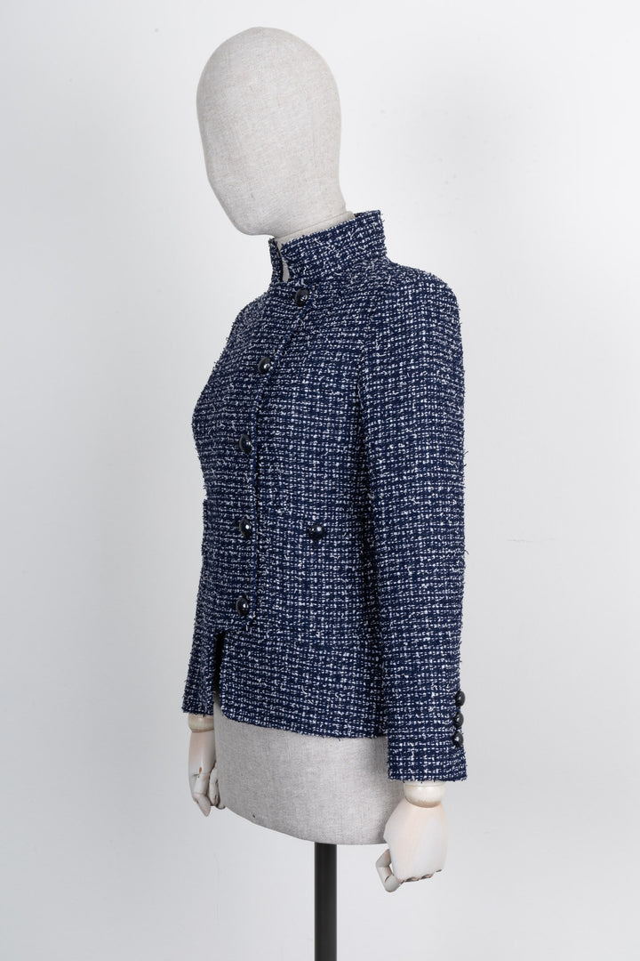 CHANEL 2015 Military Tweed Jacket Blue