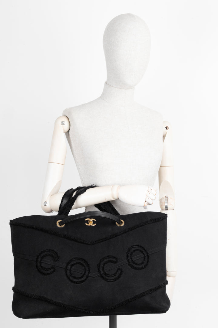 CHANEL Coco Tote Bag Canvas Black