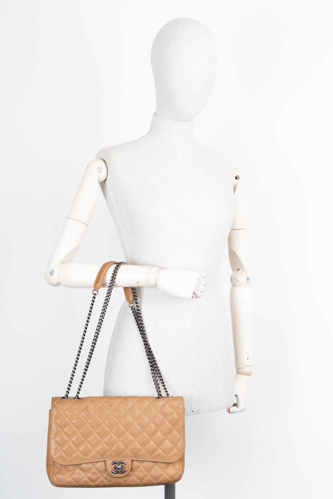 CHANEL Quilted Single Flap Brown