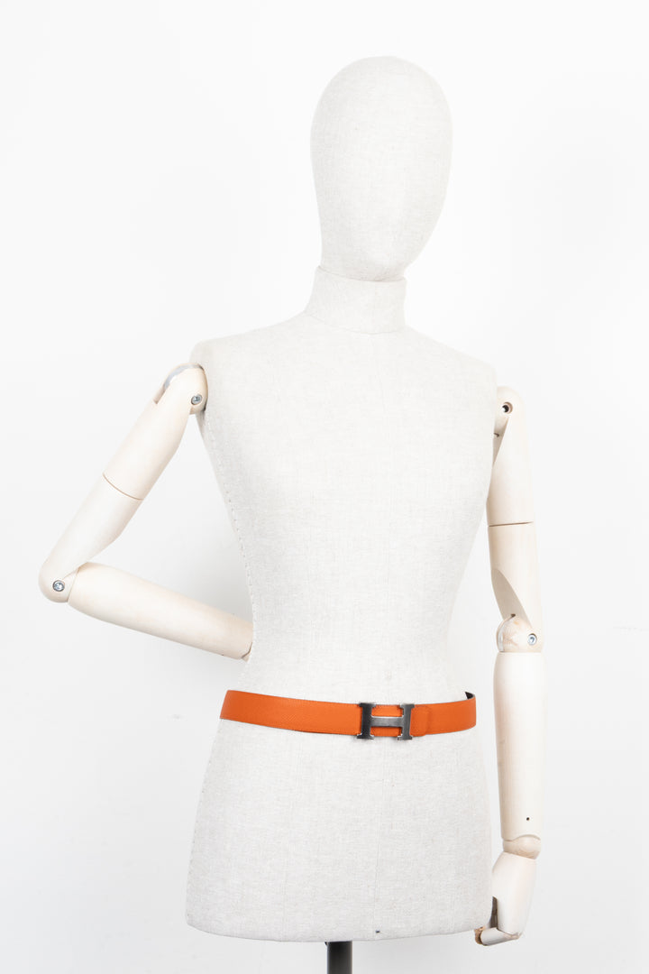 HERMÈS Constance Belt Epsom Orange Black