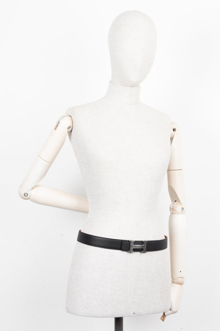 HERMÈS Constance Belt Epsom Orange Black